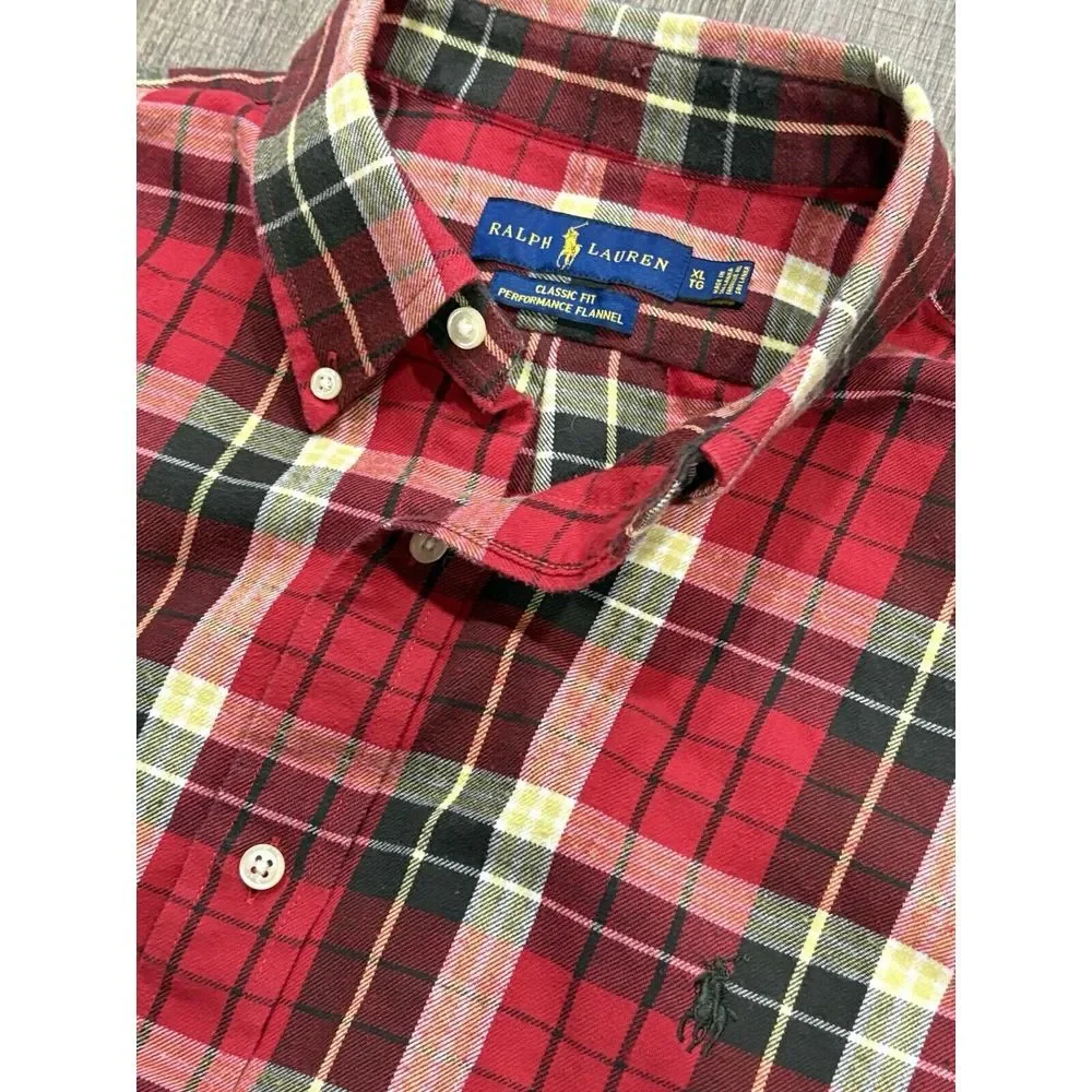 Ralph Lauren Classic Fit Size‎ XL Performance Flannel Men's Long Sleeve Plaid
